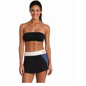 NIKE Swim Skirted Bikini Blue Black Bottoms SZ 10